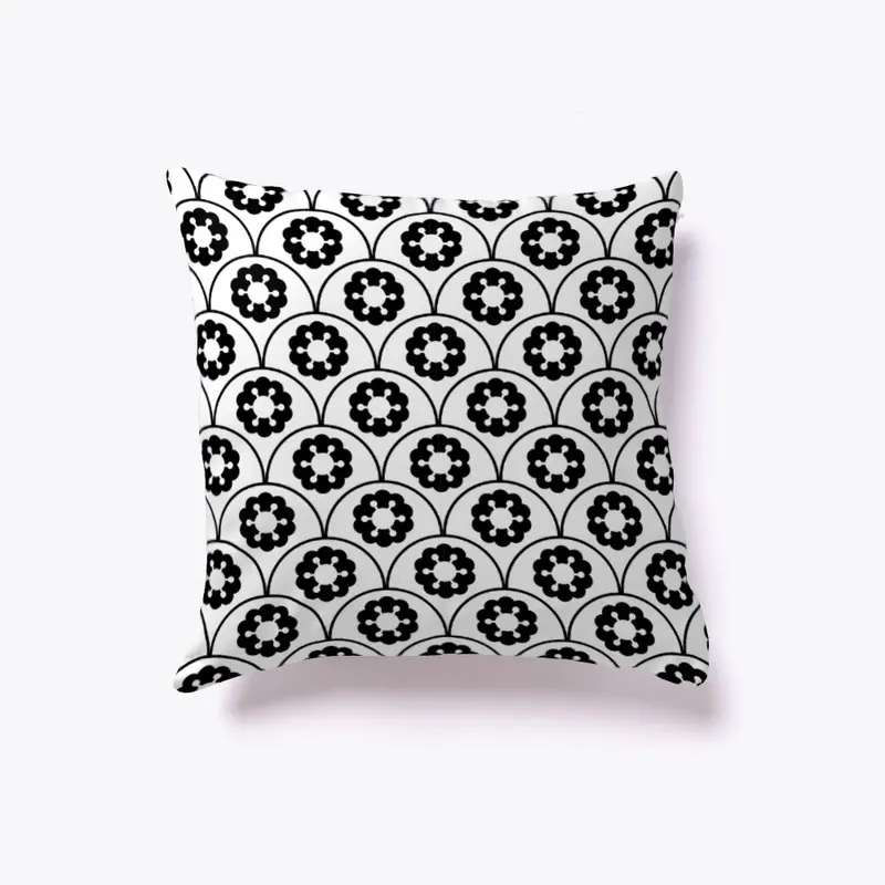 Black and White Flowery Pillow Design