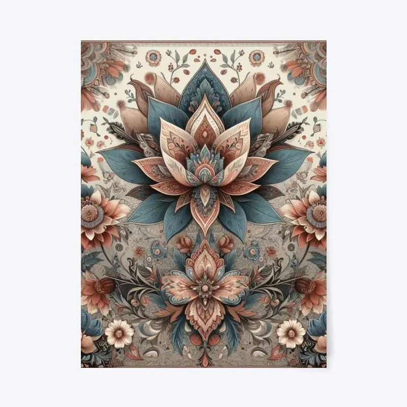 Bronze Color Floral Poster